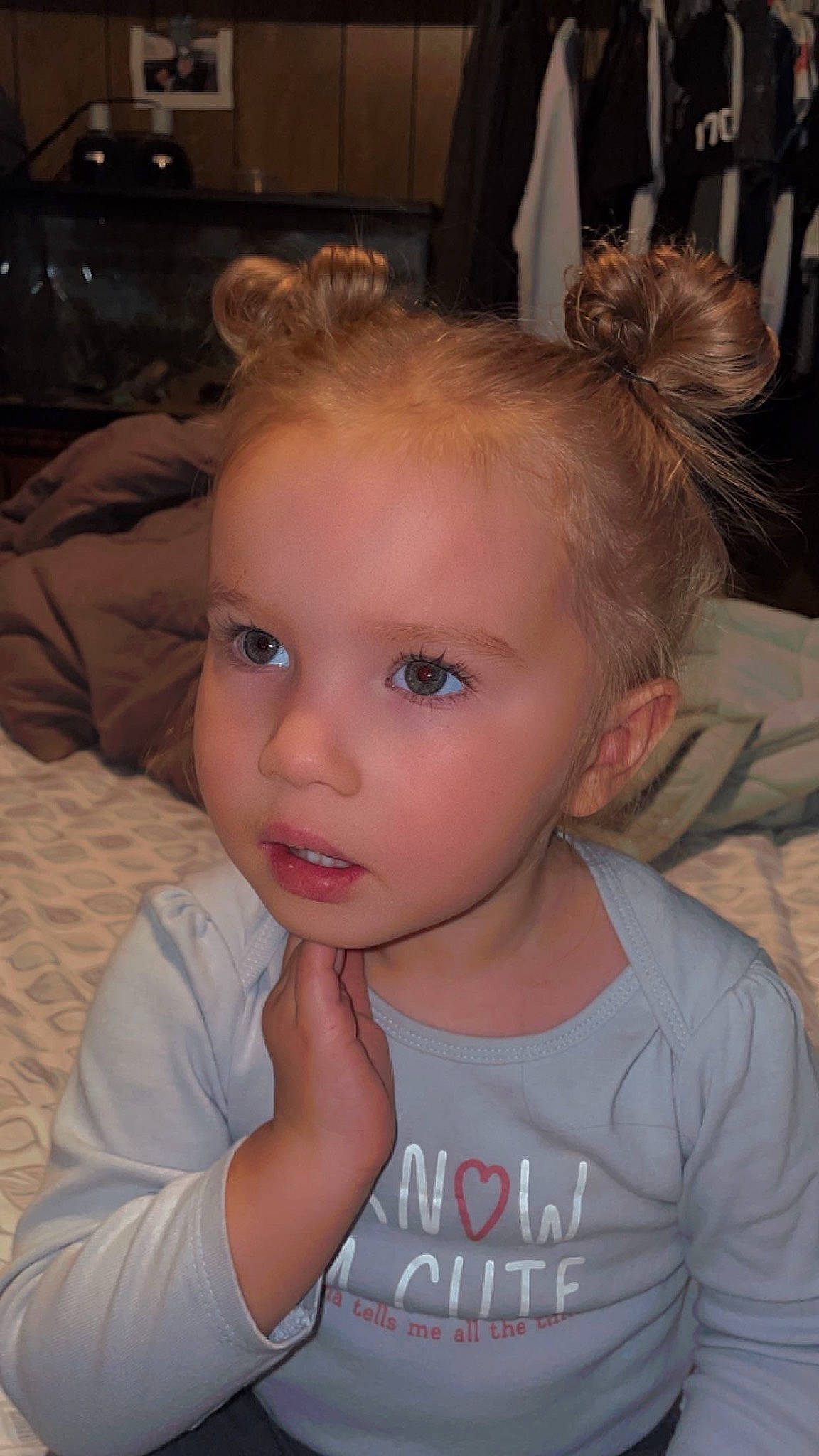 Dallas is registered to the contest to win money with this photo: baby_toddler_clothing, blond, brown_hair, cheek, child, ear, event, eyelash, flash_photography, fun, hairstyle, happy, iris, lip, long_hair, nose, person, sitting, skin, t_shirt