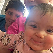 Nadine is registered to the contest to win money with this photo: baby, toddler, child, older_child, glasses, smile, siblings, selfie, indoor, curtain, pajamas, unicorn_pajamas, close_up, portrait, happy, playful, cheeks, face, eyes, clothing