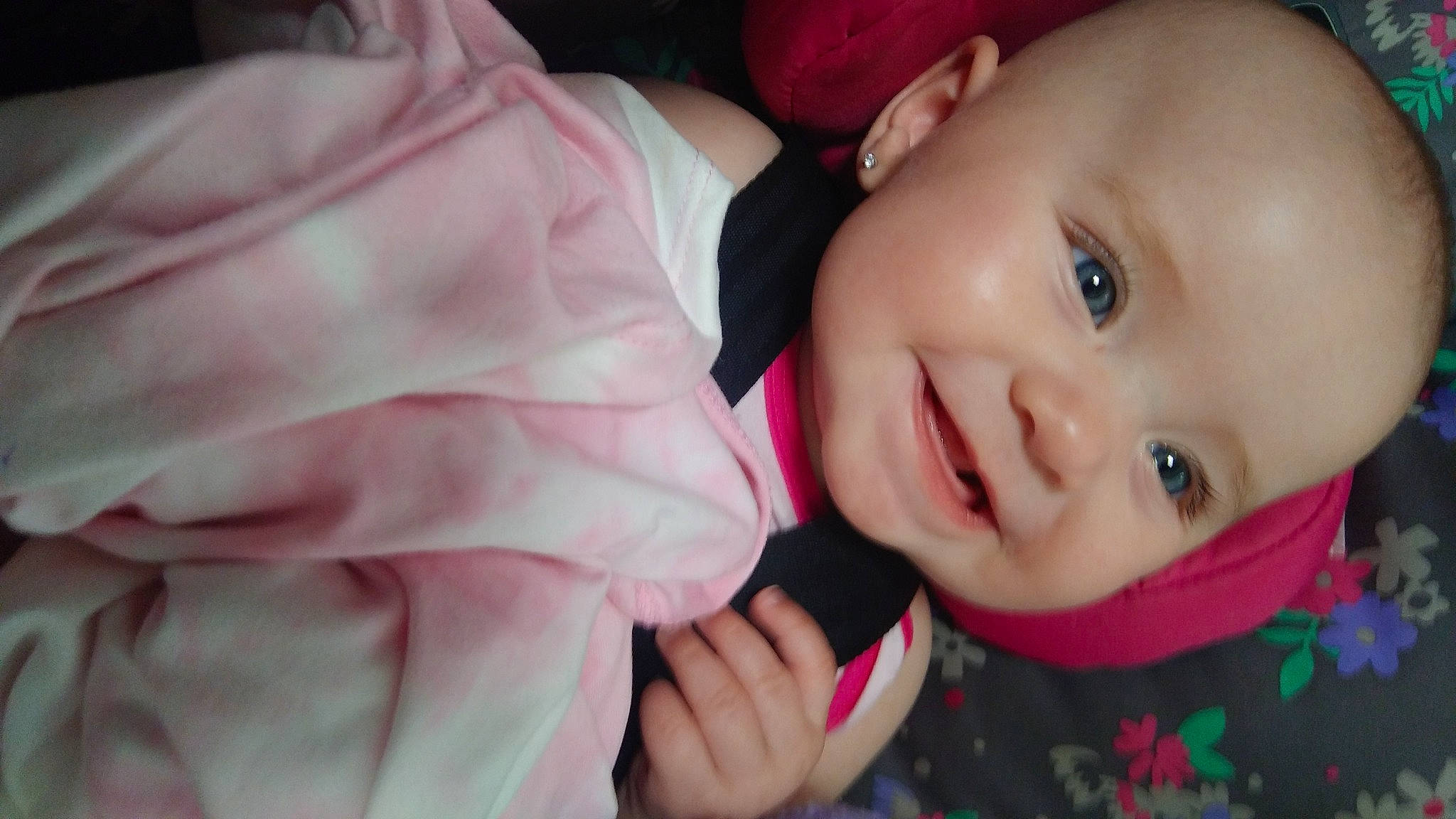 Kayleigh joined the competition — help win amazing prizes! baby, baby_toddler_clothing, cheek, child, eyebrow, flash_photography, fun, grass, happy, iris, joy, lip, magenta, nose, person, pink, plant, purple, skin, smile