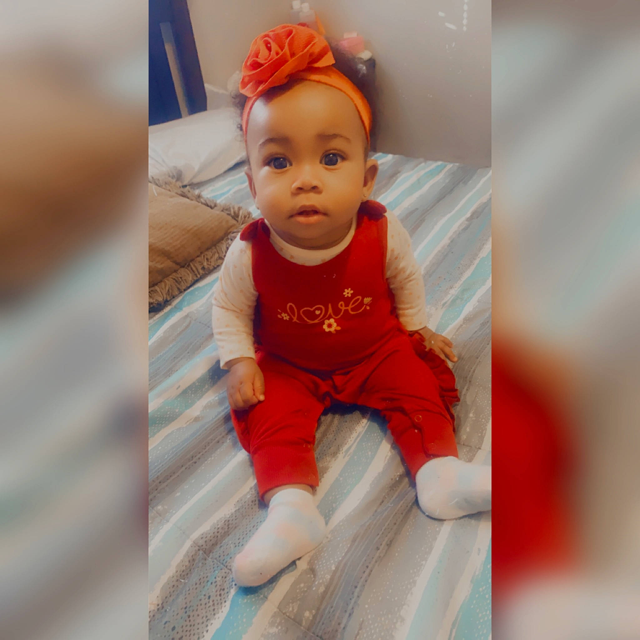 Kylah joined the competition — help win amazing prizes! baby, baby_toddler_clothing, cap, child, comfort, costume_hat, face, fashion_accessory, fun, happy, peach, person, portrait_photography, sitting, sleeve, smile, t_shirt, toddler