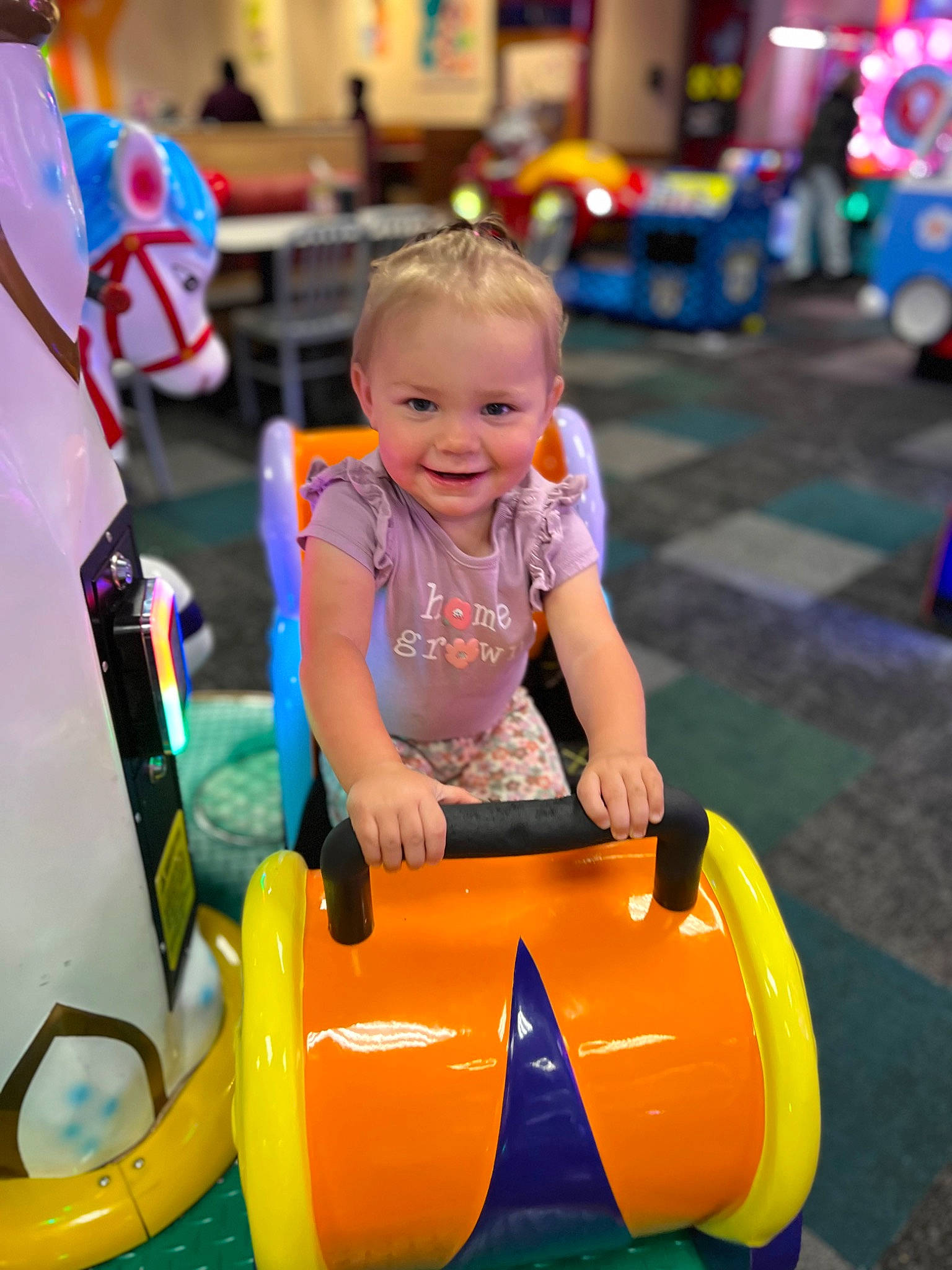 Everleigh joined the competition — help win amazing prizes! baby, baby_playing_with_toys, child, event, fun, happy, joy, leisure, light, motor_vehicle, people, person, photograph, product, recreation, riding_toy, smile, snapshot, toddler, travel