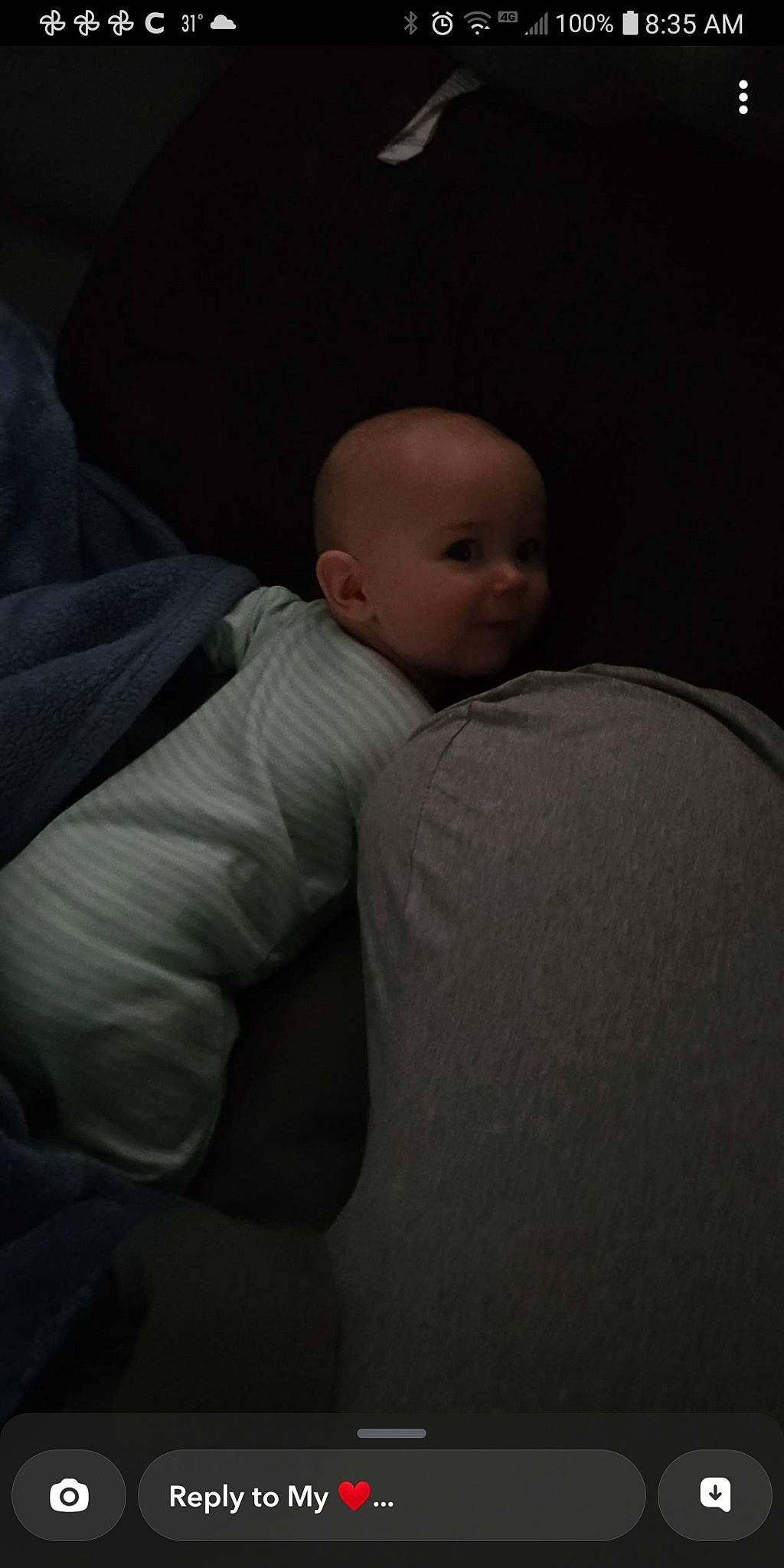 Wylee is registered to the contest to win money with this photo: abdomen, baby, baby_sleeping, bedtime, chest, child, comfort, darkness, ear, elbow, flash_photography, gesture, hug, human_body, linens, nose, person, sitting, t_shirt, toddler