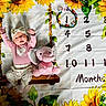 Sonalise Edyn joined the competition — help win amazing prizes! baby, infant, plush_toy, pink_clothing, headband, swing, sunflower, floral_pattern, blanket, months_marker, age_wreath, stuffed_animal, cute, child, lying_down, soft_toy, colorful, playful, portrait, indoors