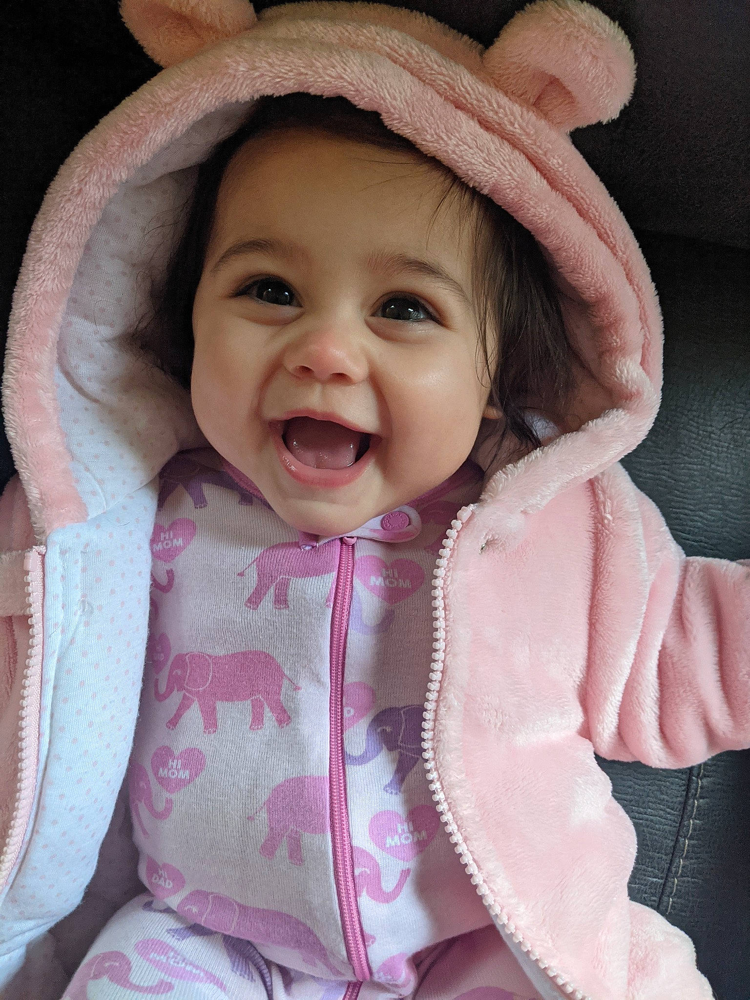 Evee joined the competition — help win amazing prizes! baby, baby_toddler_clothing, cap, cheek, clothing, collar, eye, happy, headgear, headwear, lip, nose, organ, outerwear, person, pink, product, skin, sleeve, smile