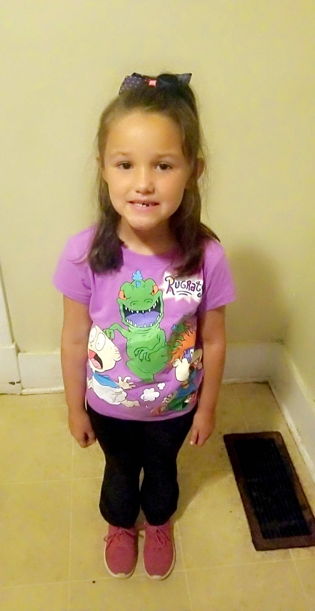 Jenna joined the competition — help win amazing prizes! active_pants, baby_toddler_clothing, child, clothing, cool, eye, face, goggles, hair, happy, joy, magenta, person, pink, purple, sleeve, smile, sportswear, standing, t_shirt