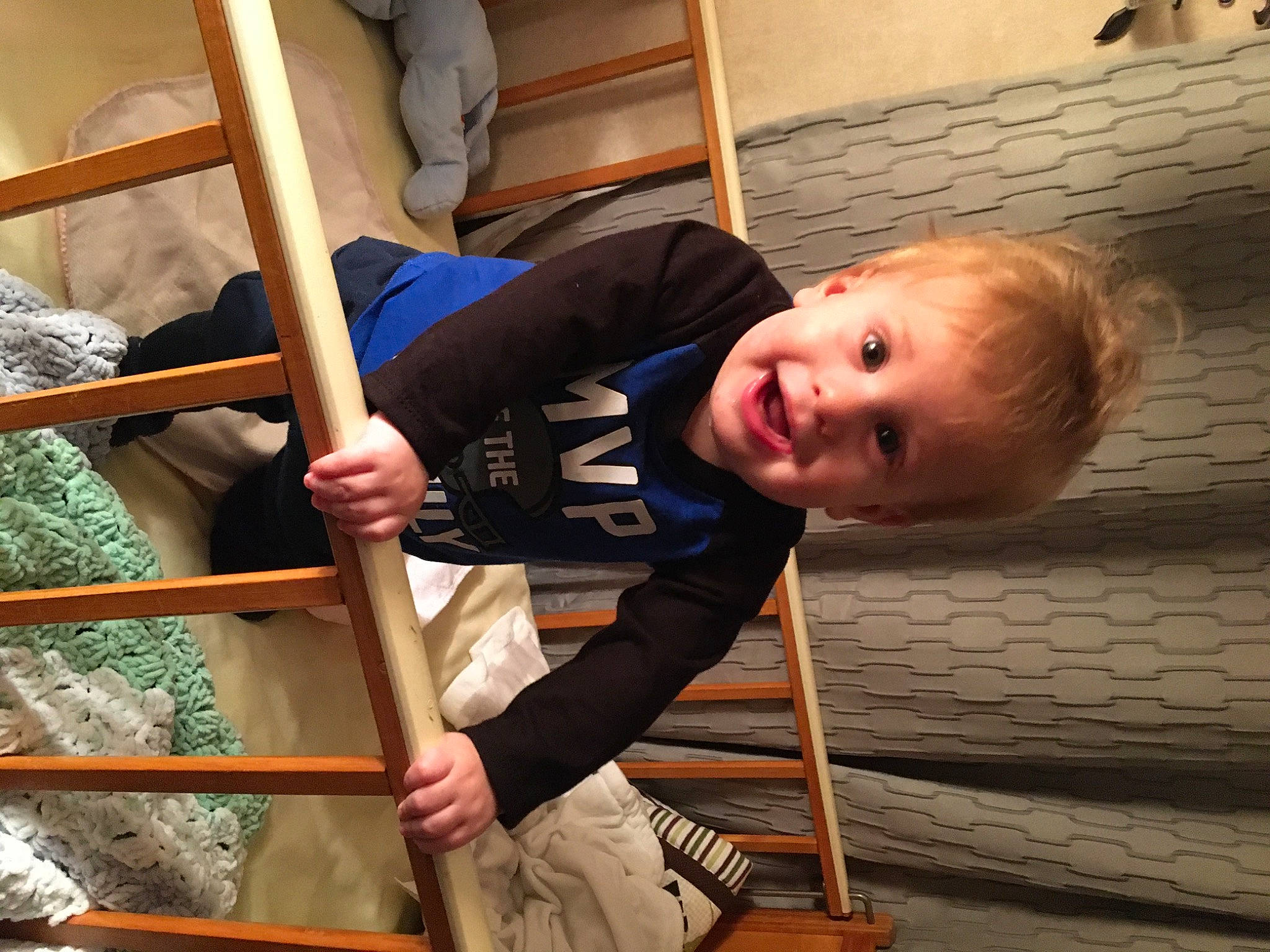 Landen is registered to the contest to win money with this photo: baby, baby_products, baby_safety, baby_toddler_clothing, child, comfort, flooring, fun, happy, leisure, person, play, sitting, sleeve, smile, surprise, t_shirt, toddler, vacation, wood