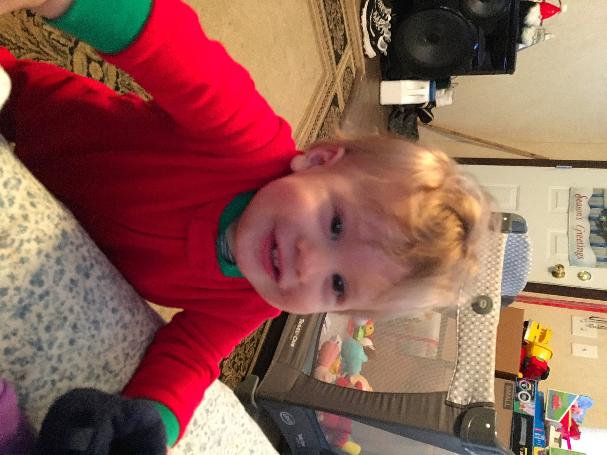 Landen joined the competition — help win amazing prizes! baby, baby_products, cheek, child, comfort, flooring, fun, joy, person, play, room, sitting, smile, t_shirt, toddler, tree