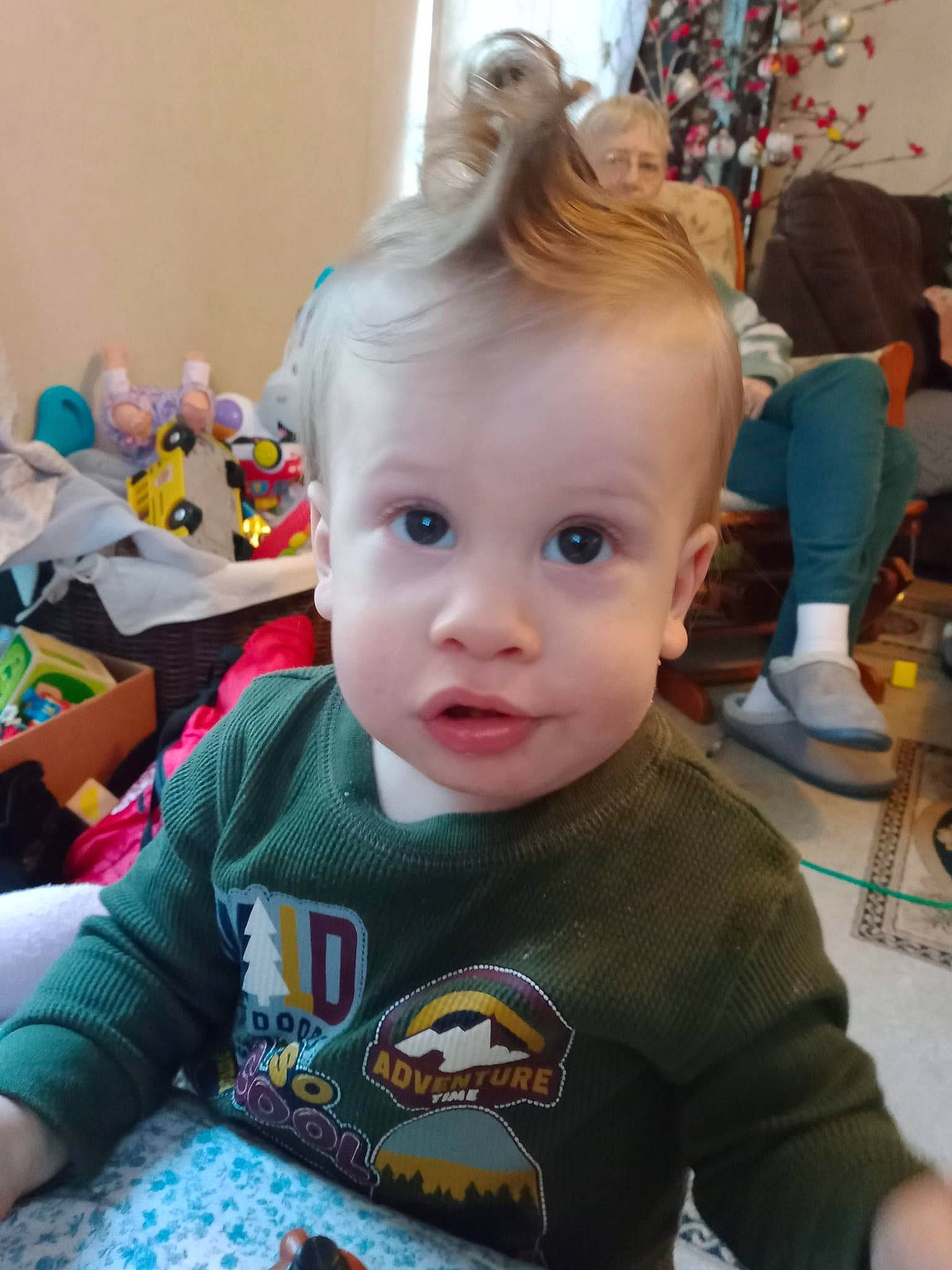 Landen joined the competition — help win amazing prizes! baby, baby_toddler_clothing, chair, cheek, child, ear, event, eyelash, fun, hairstyle, happy, iris, party, person, room, selfie, sitting, skin, sleeve, t_shirt