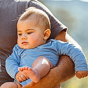 Xanti participe au concours pour gagner de l'argent avec cette photo : baby, child, infant, person, adult_arm, blue_clothing, outdoor, daylight, portrait, skin, face, hand, foot, casual_wear, closeup, cute, expression, holding, people, young
