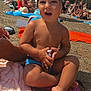 Lyzio participe au concours pour gagner de l'argent avec cette photo : bandana, barefoot, child, crowd, daytime, expression, grass, lotion, mat, outdoor, park, people, relaxing, sitting, skin, summer, sunny, toddler, towel, vacation