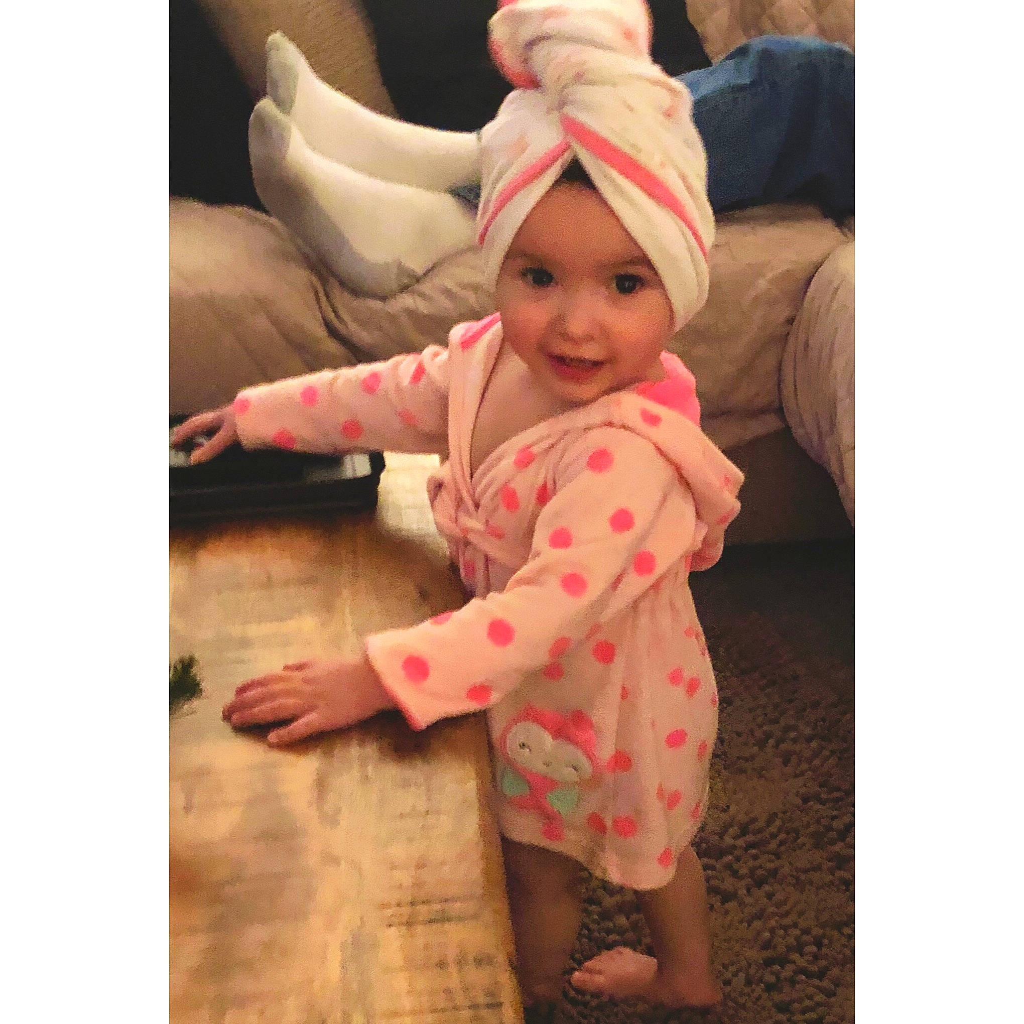 Lillianna is registered to the contest to win money with this photo: baby, beige, child, hand, headgear, peach, person, pink, play, smile, toddler