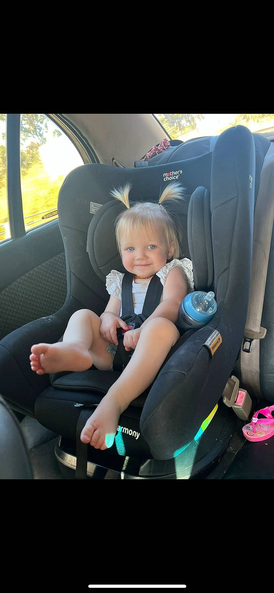 Avaleigh is registered to the contest to win money with this photo: auto_part, automotive_design, beauty, car, car_seat, car_seat_cover, comfort, family_car, head_restraint, joy, luxury_vehicle, mode_of_transport, motor_vehicle, person, personal_luxury_car, plant, seat_belt, steering_part, toddler, vehicle