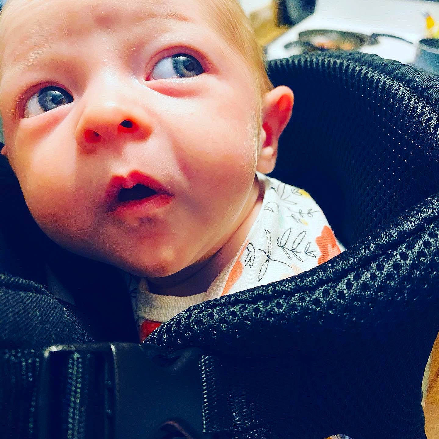 Adelina is registered to the contest to win money with this photo: baby, baby_toddler_clothing, black, blue, cheek, ear, eyebrow, eyelash, happy, iris, lip, mouth, neck, nose, outerwear, person, photograph, skin, sleeve, smile