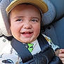 Yael De Leon is registered to the contest to win money with this photo: toddler, child, smiling, car_seat, safety_harness, cap, yellow_cap, happy, cute, baby, face, portrait, seat, clothing, closeup, daylight, indoors, person, infant, seatbelt