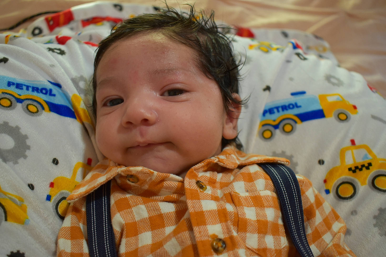 Mateo Lucas joined the competition — help win amazing prizes! baby, baby_products, baby_safety, baby_toddler_clothing, cheek, child, collar, comfort, face, fun, happy, iris, linens, nose, pattern, person, skin, sleeve, smile, tartan