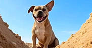 Balou a rejoint le concours — aidez-le/la à gagner de superbes lots ! animal, beach, blue_sky, canine, cute, daytime, dog, fur, happy_dog, heart_shape, mammal, nature, one_animal, outdoor, pet, playful, portrait, sand, smiling, sunny