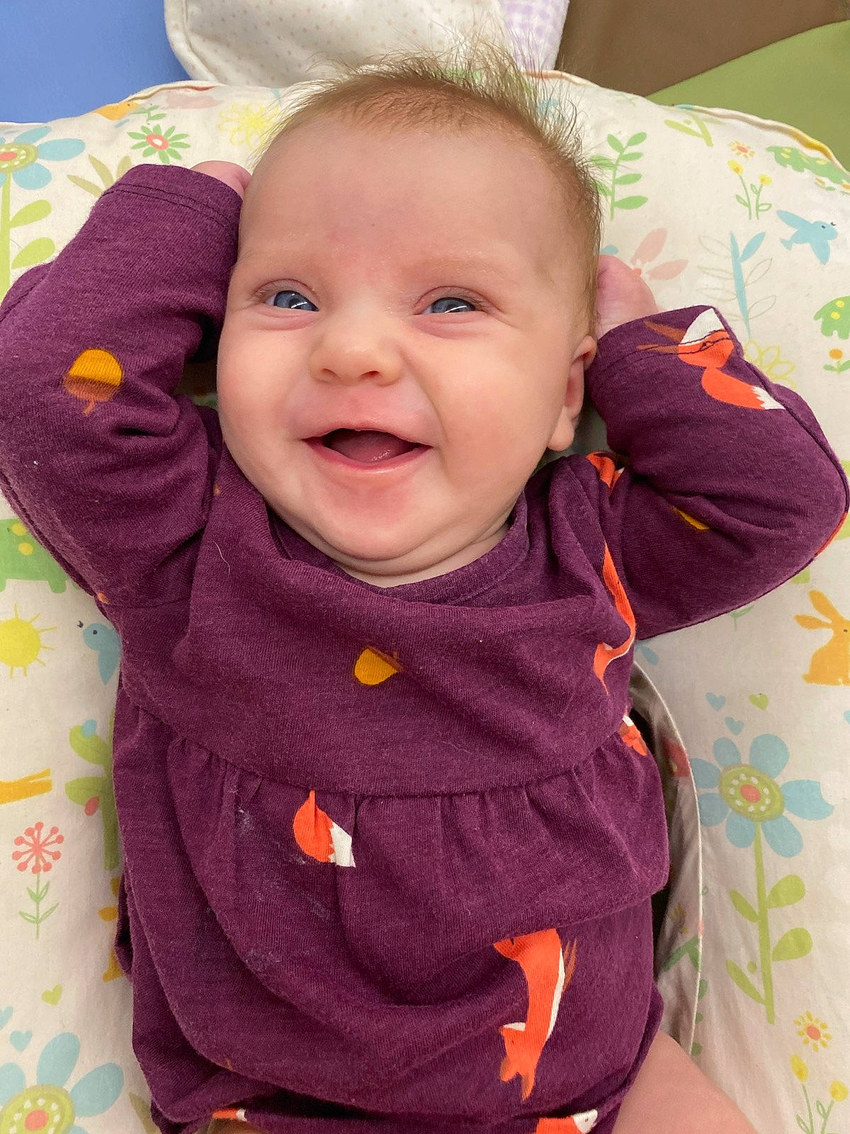 Braylee is registered to the contest to win money with this photo: baby, baby_toddler_clothing, cheek, chin, comfort, eye, face, happy, head, headgear, iris, lip, nose, person, pink, product, purple, skin, sleeve, smile