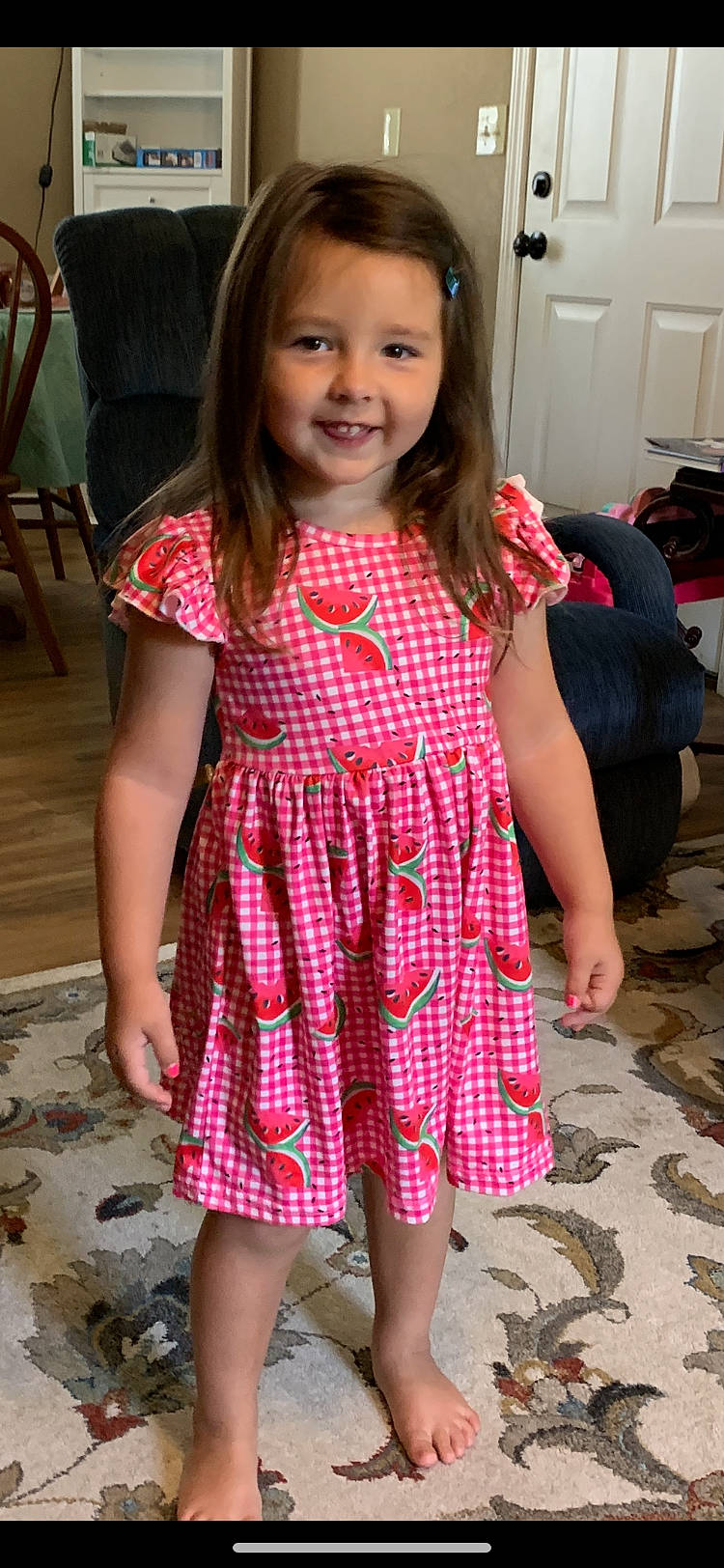 Madelynn is registered to the contest to win money with this photo: clothing, day_dress, dress, eye, face, fashion, hair, hairstyle, head, joint, joy, neck, one_piece_garment, person, photograph, pink, shoulder, skin, sleeve, smile