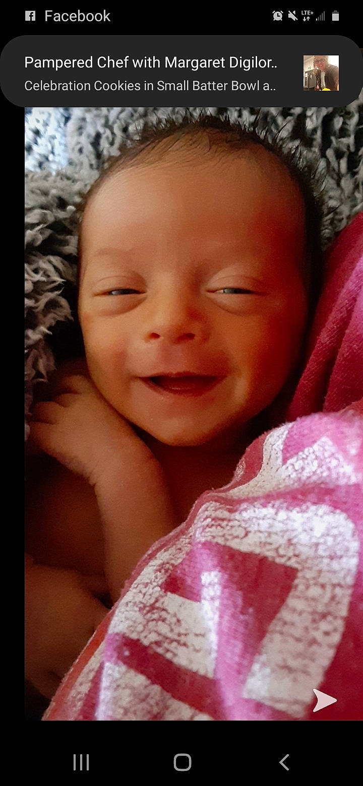 Emmarie is registered to the contest to win money with this photo: baby, baby_laughing, baby_toddler_clothing, cheek, child, chin, comfort, eyebrow, eyelash, forehead, happy, human_body, iris, lip, mouth, nose, person, pink, skin, smile