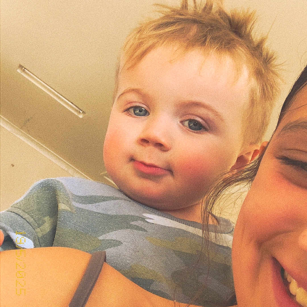 Koah joined the competition — help win amazing prizes! camouflage, candid, casual, cheek, child, closeup, clothing, expression, face, hair, happy, head, indoor, person, portrait, shoulder, skin, smile, toddler, young