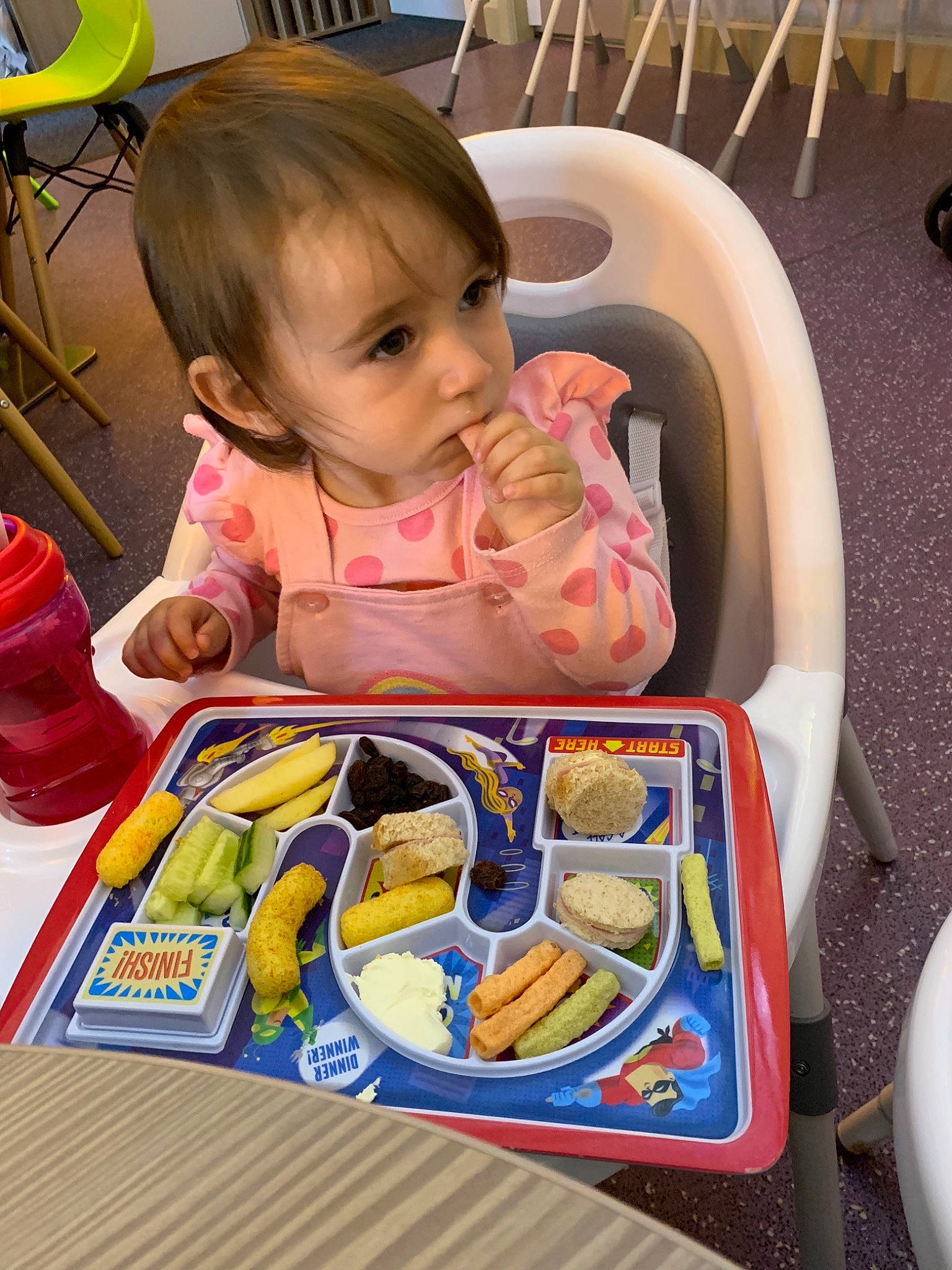 Isla is registered to the contest to win money with this photo: baby, child, lunch, meal, person, play, toddler
