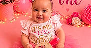 Alaina joined the competition — help win amazing prizes! baby, child, tutu, pink, birthday, party, balloons, flowers, smiling, crown, celebration, infant, cute, decorations, sign, tulle, festive, happy, portrait, sitting