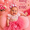 Alaina joined the competition — help win amazing prizes! baby, child, pink, tutu, crown, smiling, birthday, celebration, balloons, flowers, roses, cushion, toddler, happy, portrait, indoors, cute, festive, decorations, soft