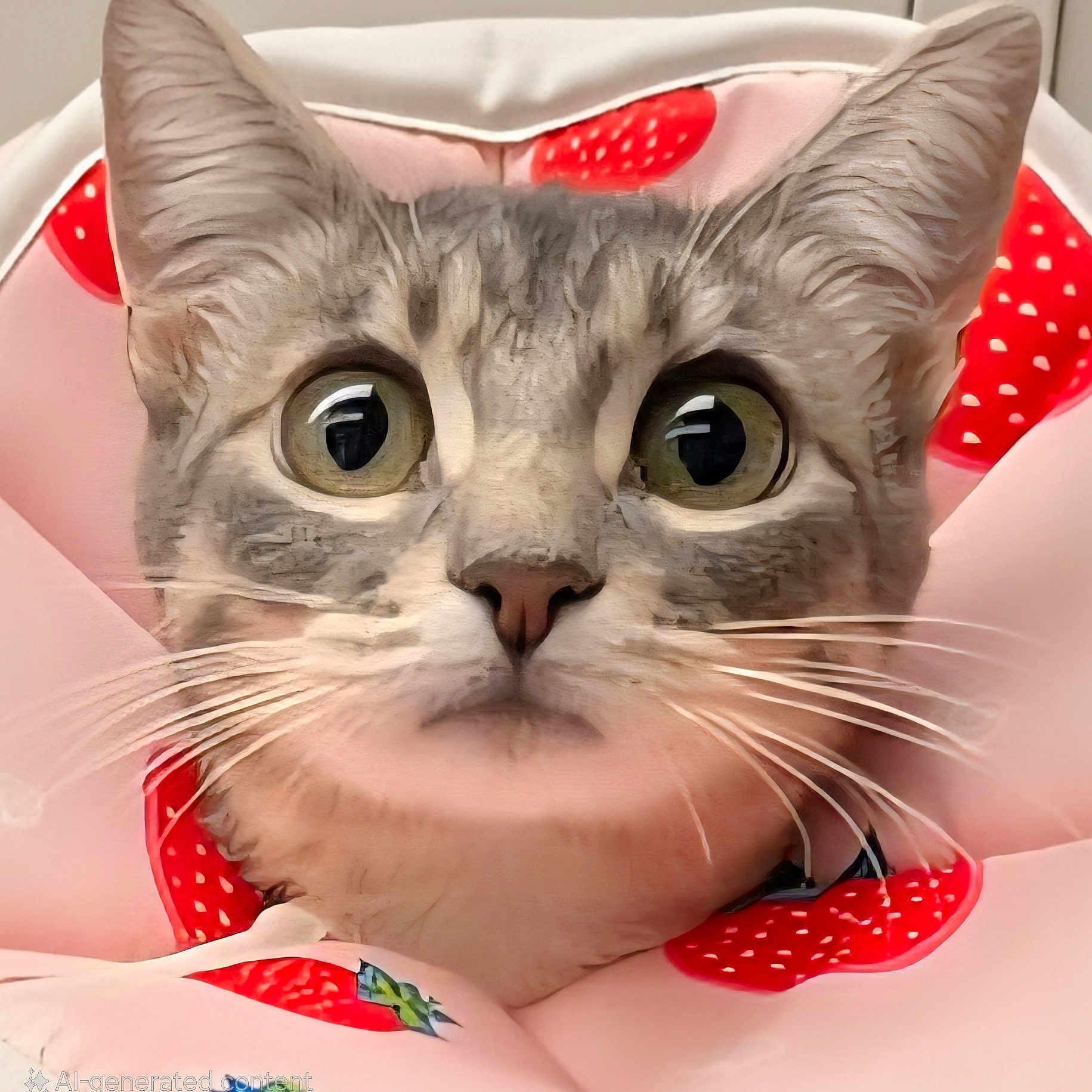 Clever'Lee Jean joined the competition — help win amazing prizes! animal, blanket, cat, closeup, cozy, curious, cute, domestic, ears, eyes, feline, fur, indoor, mammal, pet, pink, portrait, soft, strawberry_pattern, whiskers