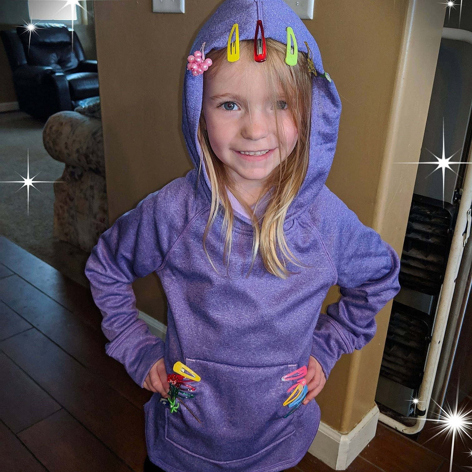Zury is registered to the contest to win money with this photo: child, clothing, costume, ear, fun, hair_accessory, hair_coloring, head, hoodie, joy, long_hair, outerwear, person, purple, sleeve, smile, t_shirt, toddler, violet