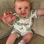 Hudson joined the competition — help win amazing prizes! alligator_print, baby, blue_eyes, child, clothing, couch, cute, furniture, happy, indoor, infant, portrait, reaching_hand, shorts, sitting, skin, smiling, sock, tshirt, young_child
