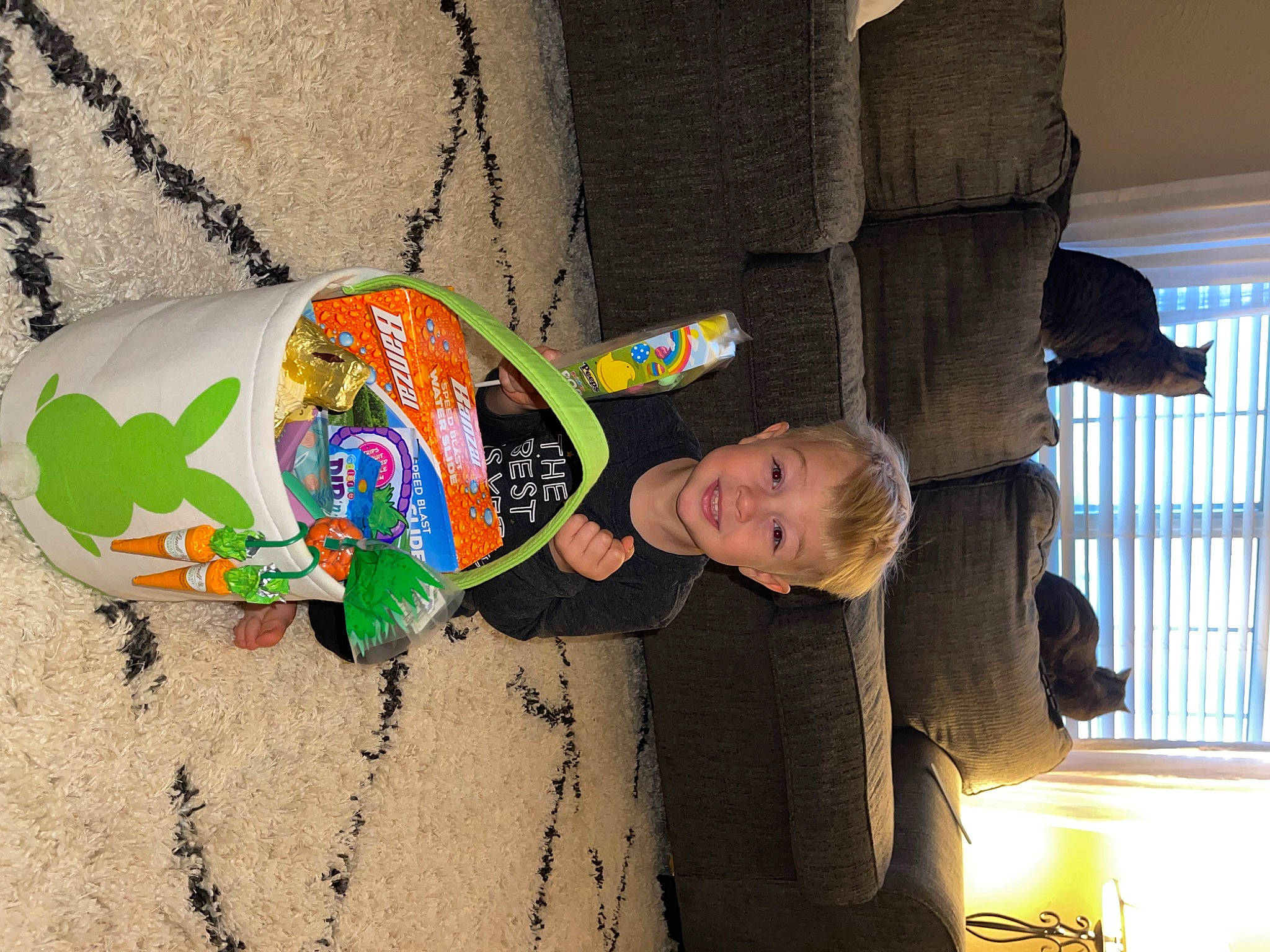 Callum is registered to the contest to win money with this photo: art, child, fun, joy, leisure, longboard, person, plant, recreation, skateboard, smile, t_shirt, toddler, tree, vacation, visual_arts, wood, world