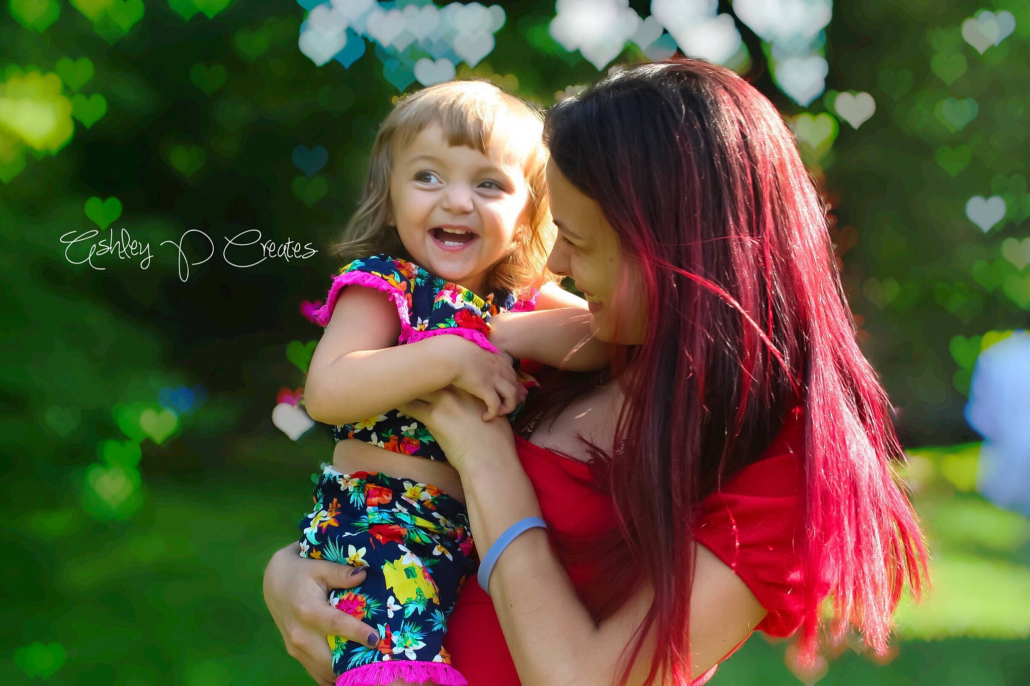 Briana joined the competition — help win amazing prizes! beauty, botany, child, facial_expression, friendship, fun, grass, green, happy, hug, interaction, joy, long_hair, love, people_in_nature, person, pink, skin, smile, spring