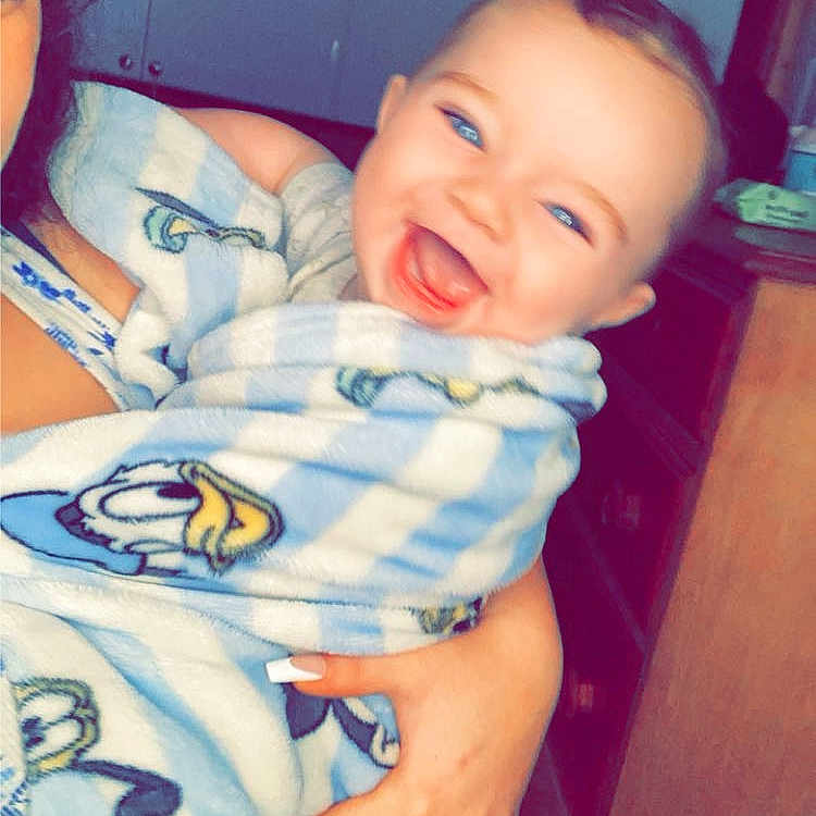 Finley joined the competition — help win amazing prizes! accessories, baby, blanket, bodypart, computerhardware, electronics, face, happy, hardware, head, laughing, monitor, mouth, newborn, person, photography, portrait, screen, smile, teeth