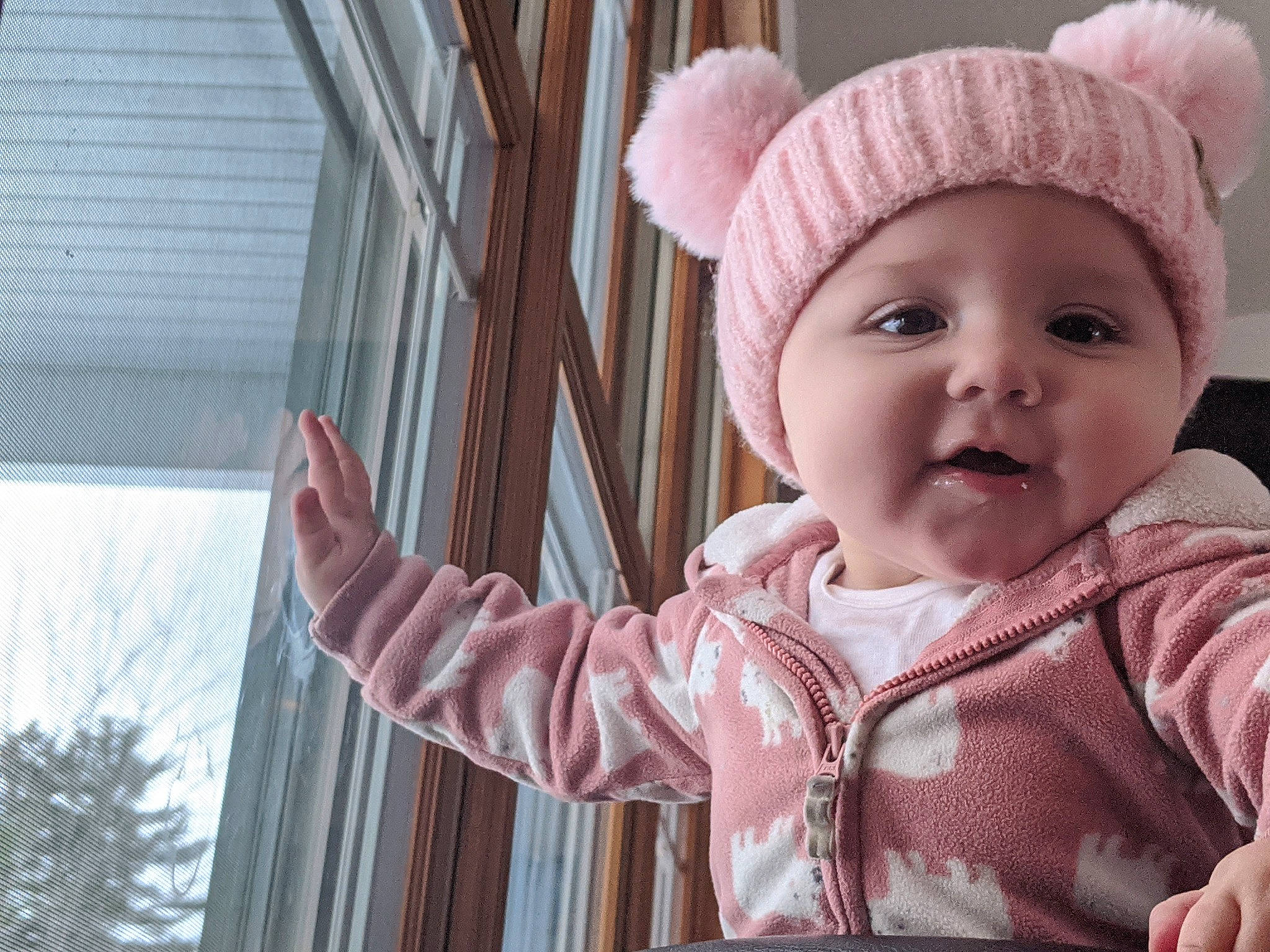Anessa joined the competition — help win amazing prizes! baby, bonnet, cap, cheek, child, ear, hat, headgear, headwear, knit_cap, person, pink, skin, smile, toddler