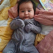 Ahtziri joined the competition — help win amazing prizes! baby, infant, onesie, quilt, blanket, sleepwear, child, cute, face, portrait, indoor, soft, cozy, sleeping_area, hand_cover, newborn, toddler, expression, hair, warm