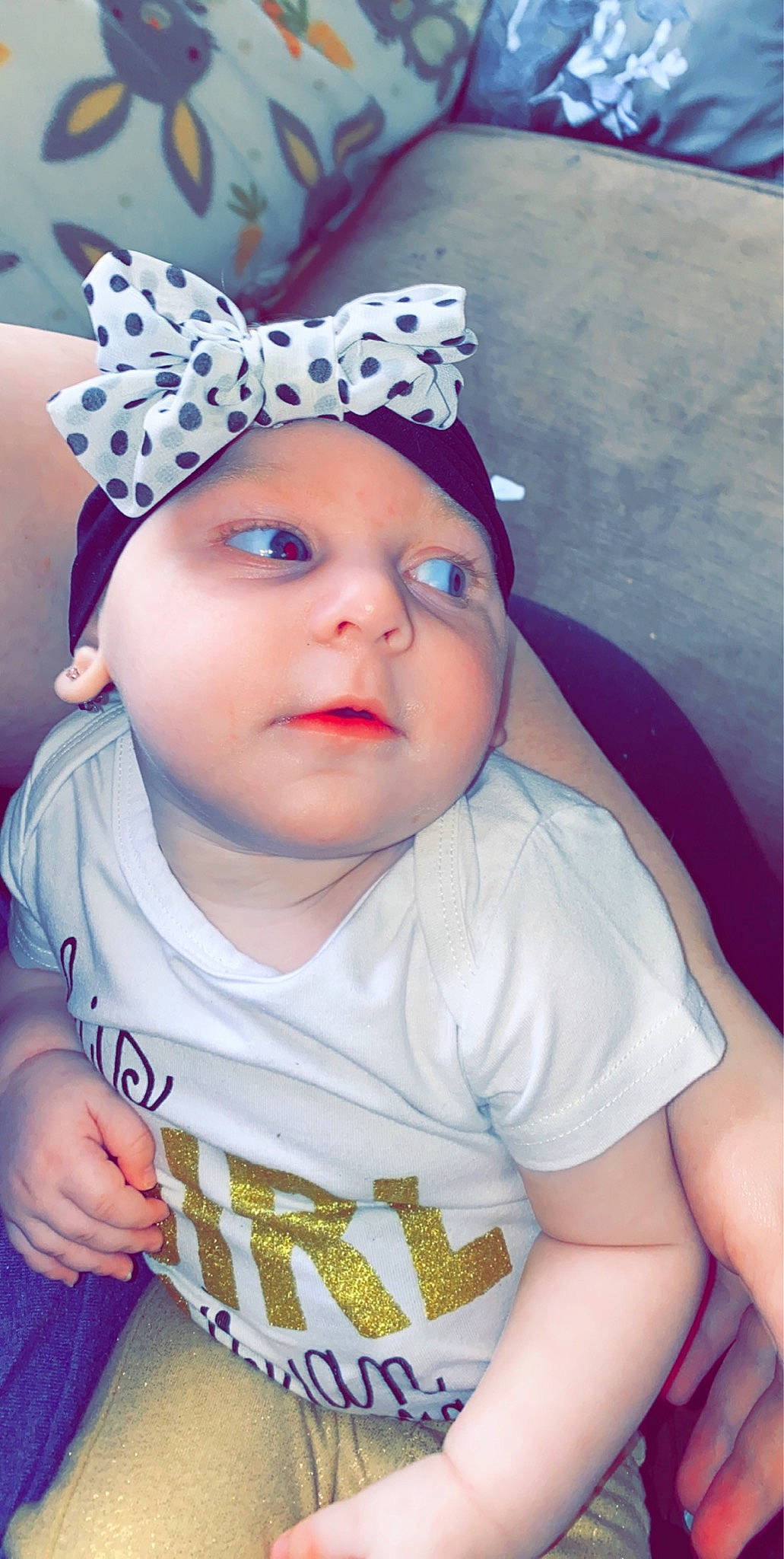 Kayla is registered to the contest to win money with this photo: baby, baby_toddler_clothing, child, costume_accessory, ear, fashion_accessory, hair_accessory, hat, headband, headgear, headwear, person, pink, toddler