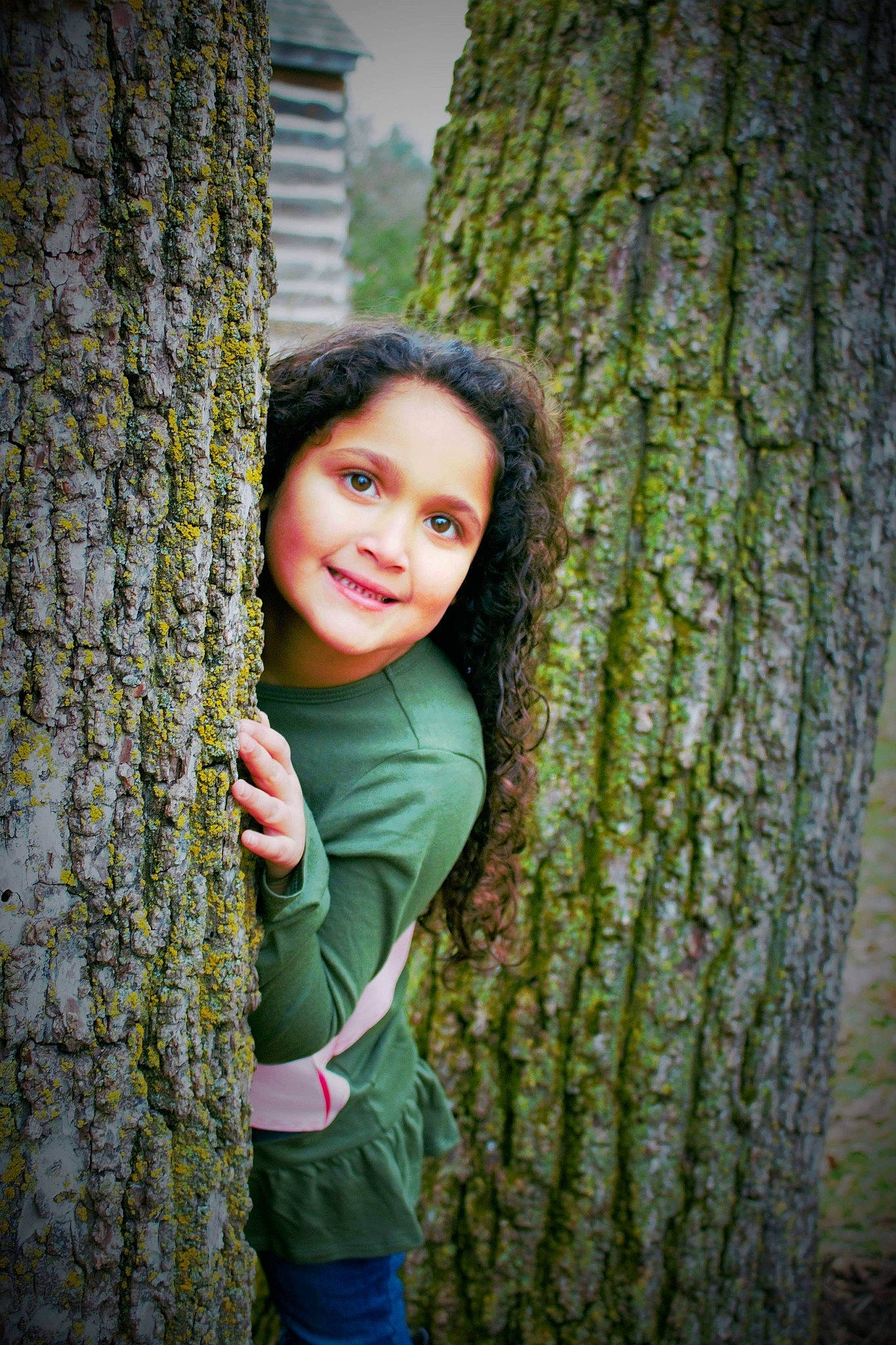 Zayleigh joined the competition — help win amazing prizes! beauty, child, emotion, eye, facial_expression, forest, girl, grass, green, joy, leaf, nature, person, photograph, photography, plant, smile, standing, tree, trunk