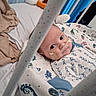 Waylon joined the competition — help win amazing prizes! baby, crib, blanket, medical_tube, nasal_cannula, face, infant, bed, toy, soft_toy, footprint_pattern, blue, white, hospital, child, person, lying_down, fabric, comfort, healthcare