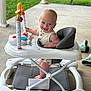 Owen joined the competition — help win amazing prizes! baby, background, child, clothing, daylight, fabric, feet, footwear, grass, happy, infant, outdoor, person, plastic, play, porch, seat, smiling, toy, walker