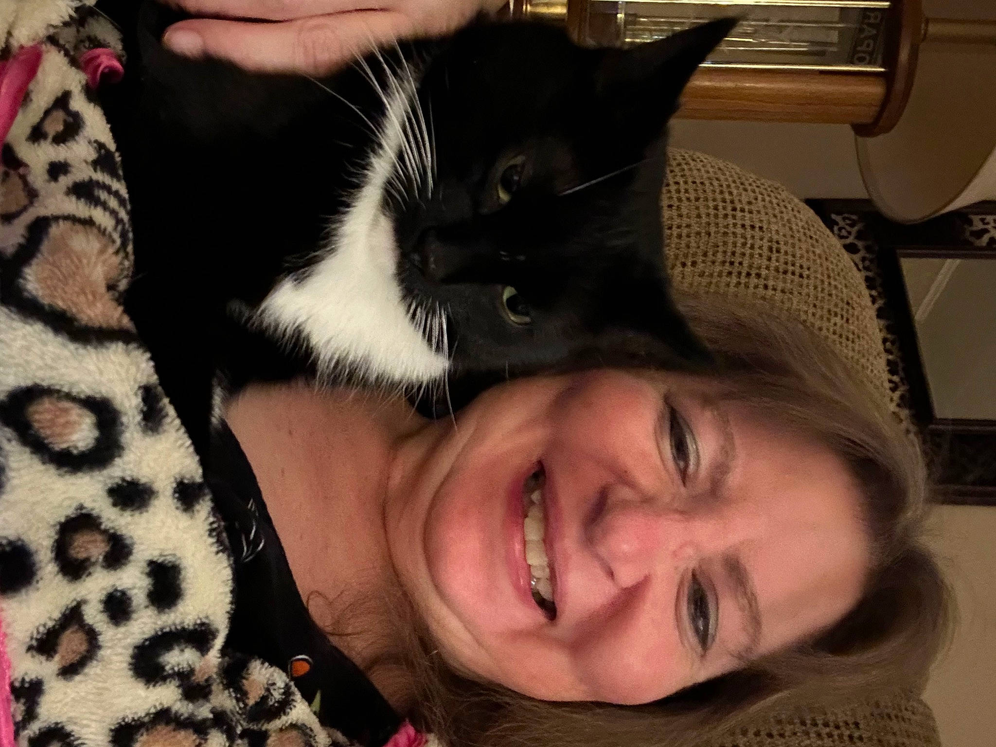 Stella joined the competition — help win amazing prizes! black_hair, cat, comfort, ear, eye, eyebrow, eyelash, felidae, fun, gesture, happy, head, human_body, jaw, mouth, nose, organ, selfie, small_to_medium_sized_cats, smile