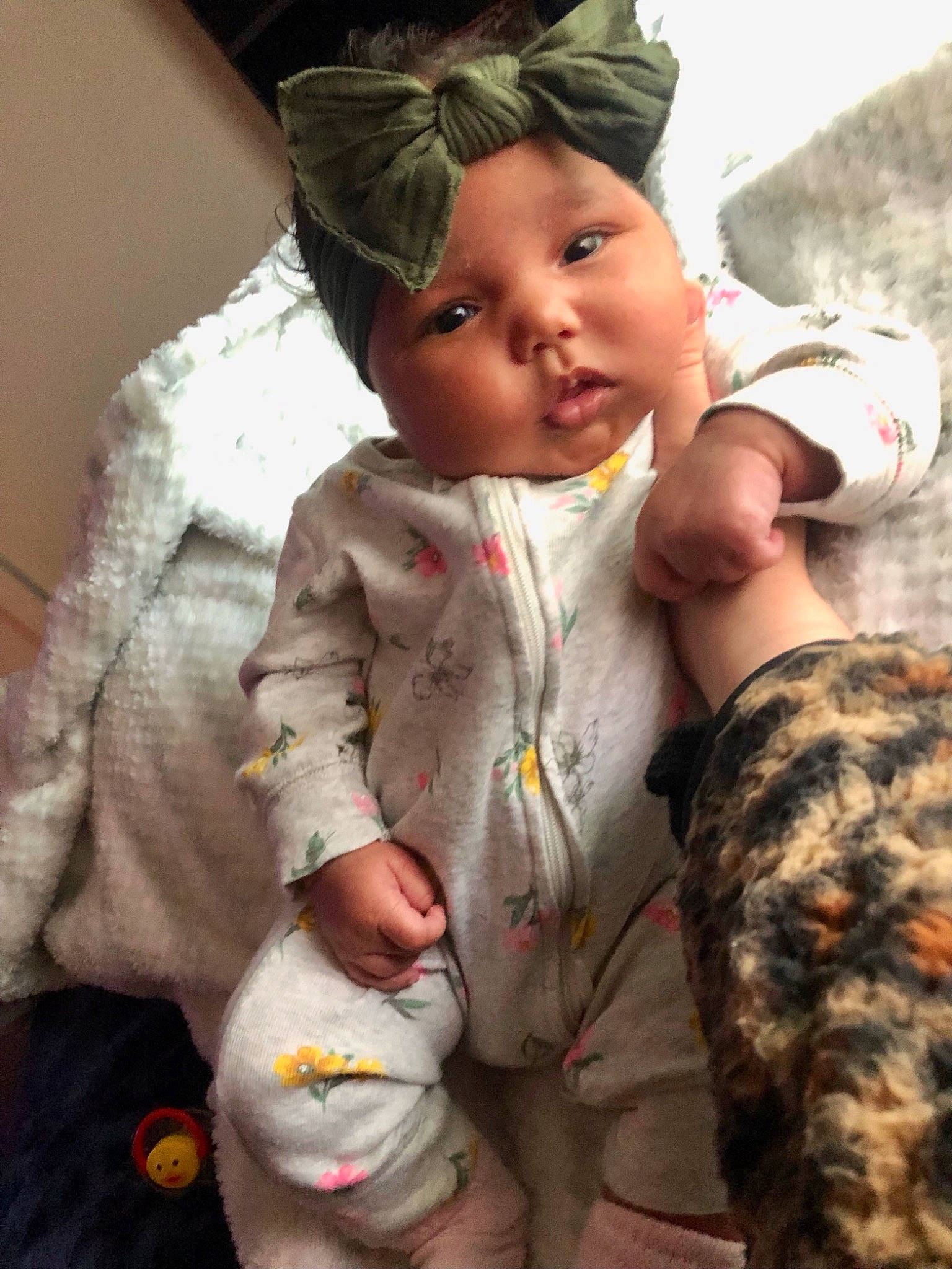 Prudence joined the competition — help win amazing prizes! cap, doll, dress, eye, finger, gesture, grass, hair, hand, happy, head, headgear, headpiece, military_camouflage, organ, outerwear, person, skin, sleeve, toddler