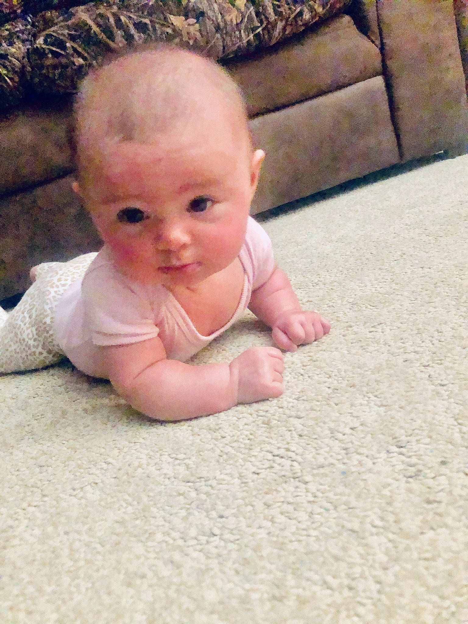 Addalyn is registered to the contest to win money with this photo: baby, cheek, child, crawling, eye, face, flooring, head, person, skin, smile, toddler, tummy_time