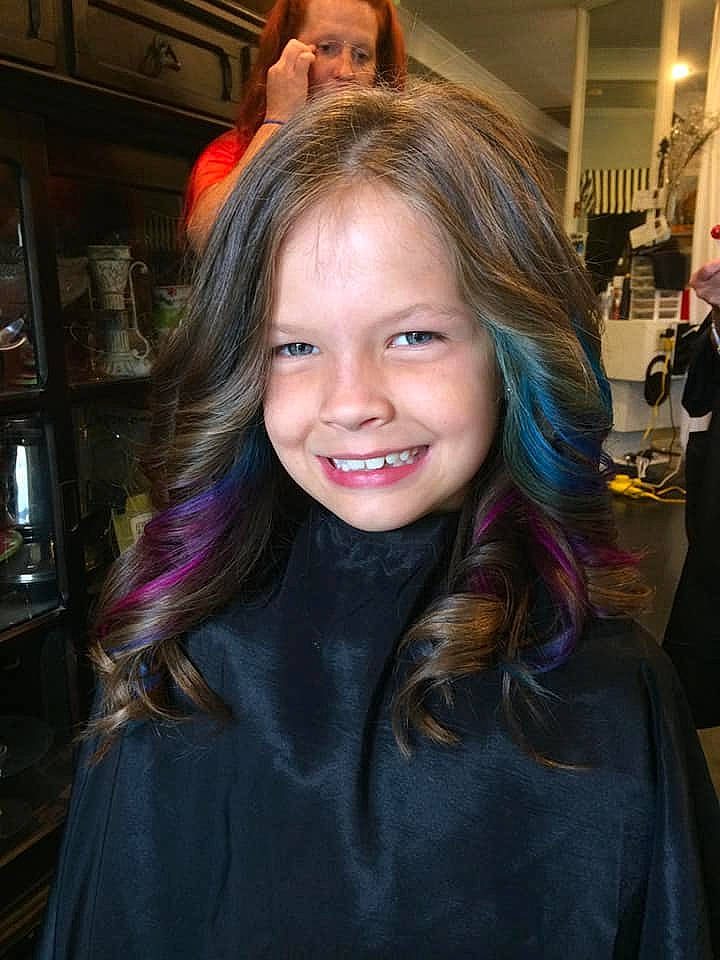 Kylea is registered to the contest to win money with this photo: black_hair, blond, brown_hair, eyebrow, feathered_hair, hair, hair_coloring, hairstyle, joy, layered_hair, lip, long_hair, makeover, person, smile, step_cutting