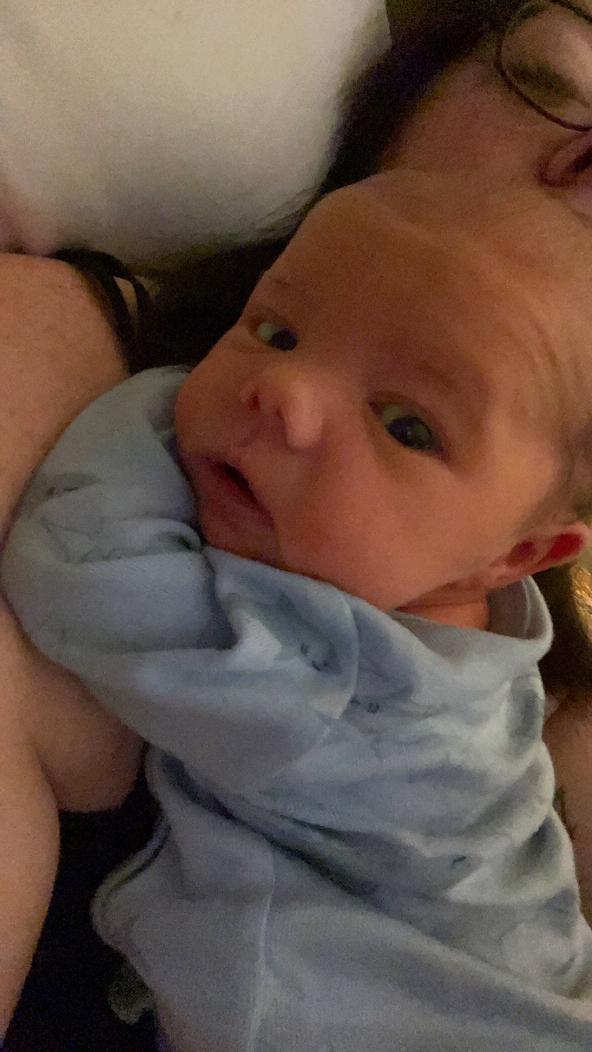 Keegan is registered to the contest to win money with this photo: baby, cheek, child, chin, comfort, eyebrow, eyelash, forehead, gesture, happy, iris, linens, lip, mouth, muscle, nose, person, skin, smile, thumb