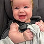 Brynlee joined the competition — help win amazing prizes! baby, car_seat, pink_bow, headband, blanket, smiling, infant, child, happy, cute, face, person, clothing, seatbelt, toddler, skin, hand, holding, indoors, closeup