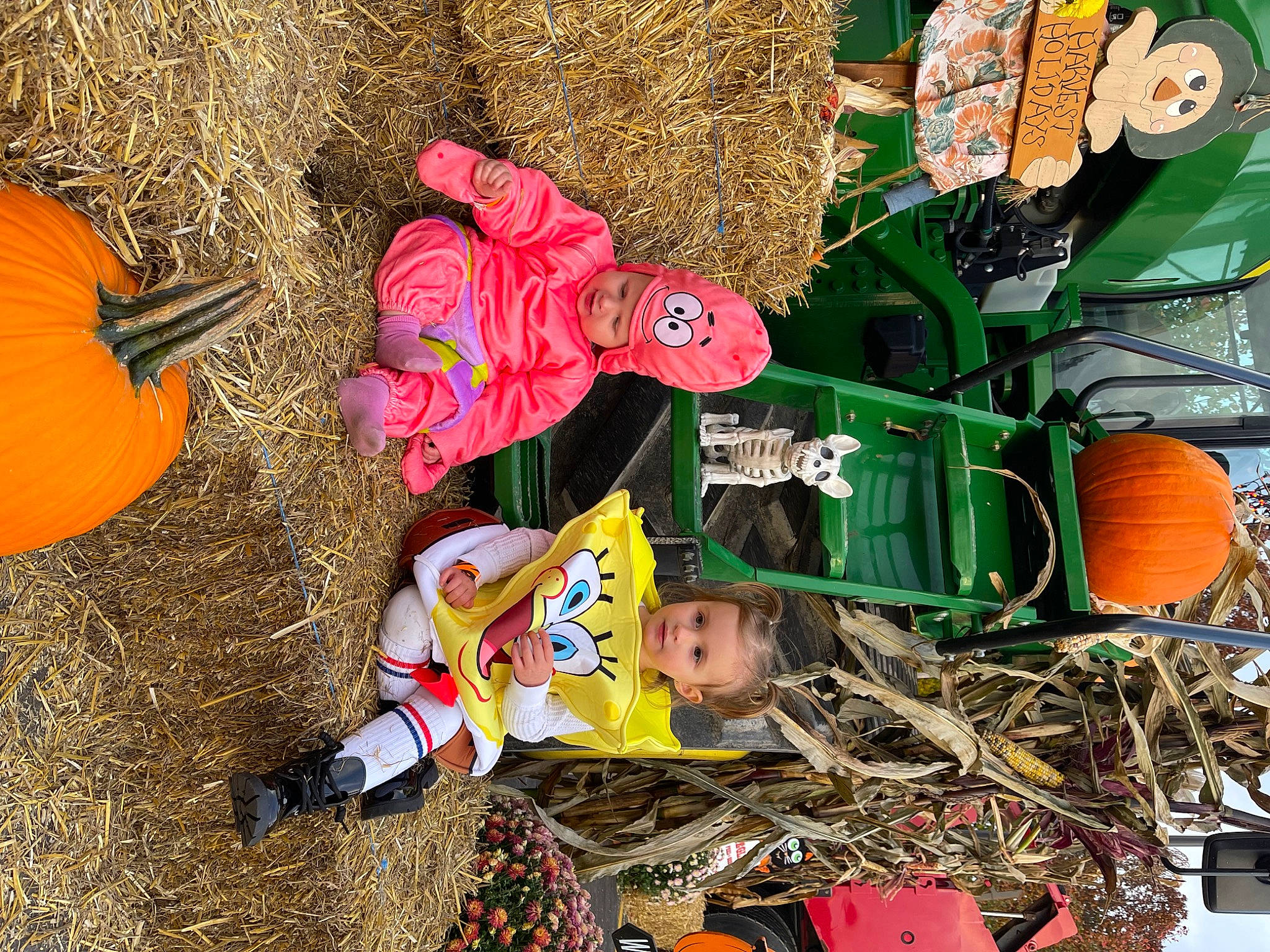 Maci is registered to the contest to win money with this photo: adaptation, art, calabaza, carmine, event, fun, grass, hat, headwear, holiday, lawn_ornament, leaf, orange, organism, person, pumpkin, soil, toddler, toy, tradition