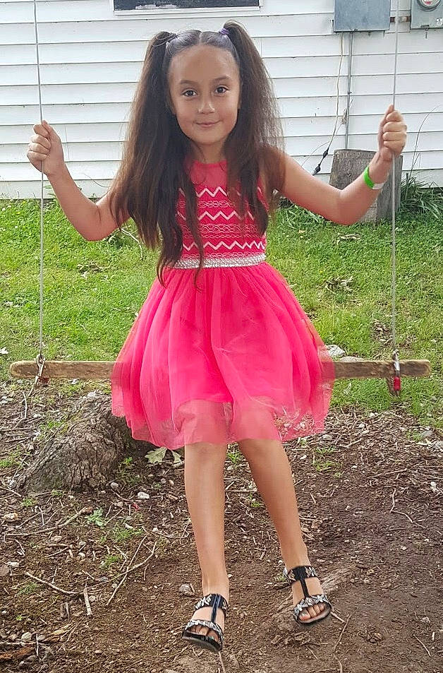Chelsea joined the competition — help win amazing prizes! child, child_model, clothing, costume, dress, fun, grass, happy, joy, long_hair, magenta, person, pink, plant, play, smile, toddler