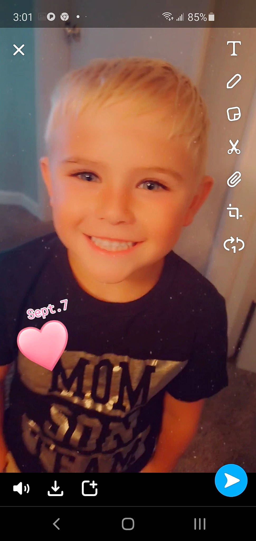 Caden is registered to the contest to win money with this photo: cheek, child, cool, ear, face, forehead, happy, head, joy, person, smile, t_shirt, toddler, tooth