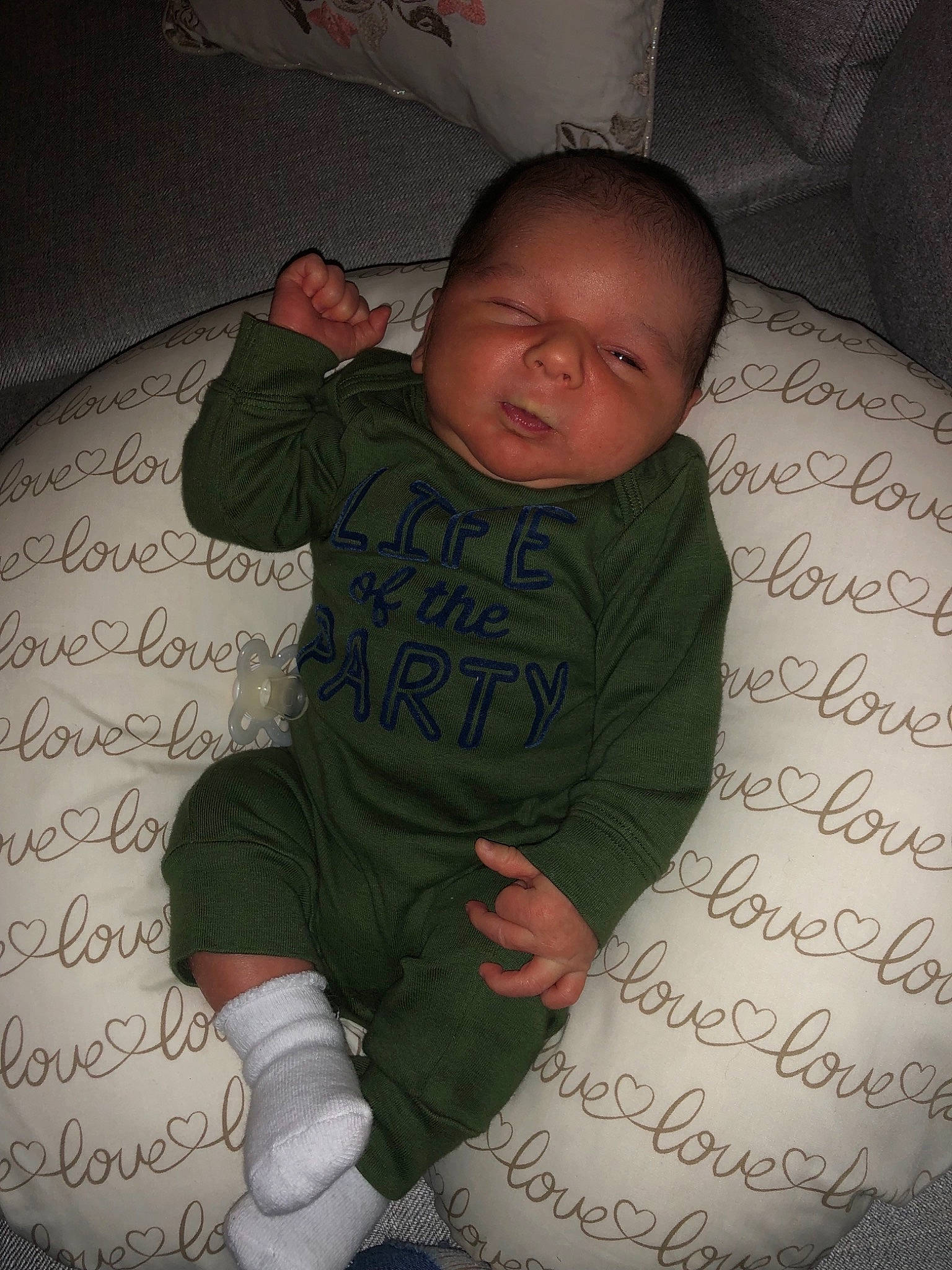 Howie is registered to the contest to win money with this photo: arm, baby, bedtime, cheek, child, person, sitting, skin, sleep, smile, toddler