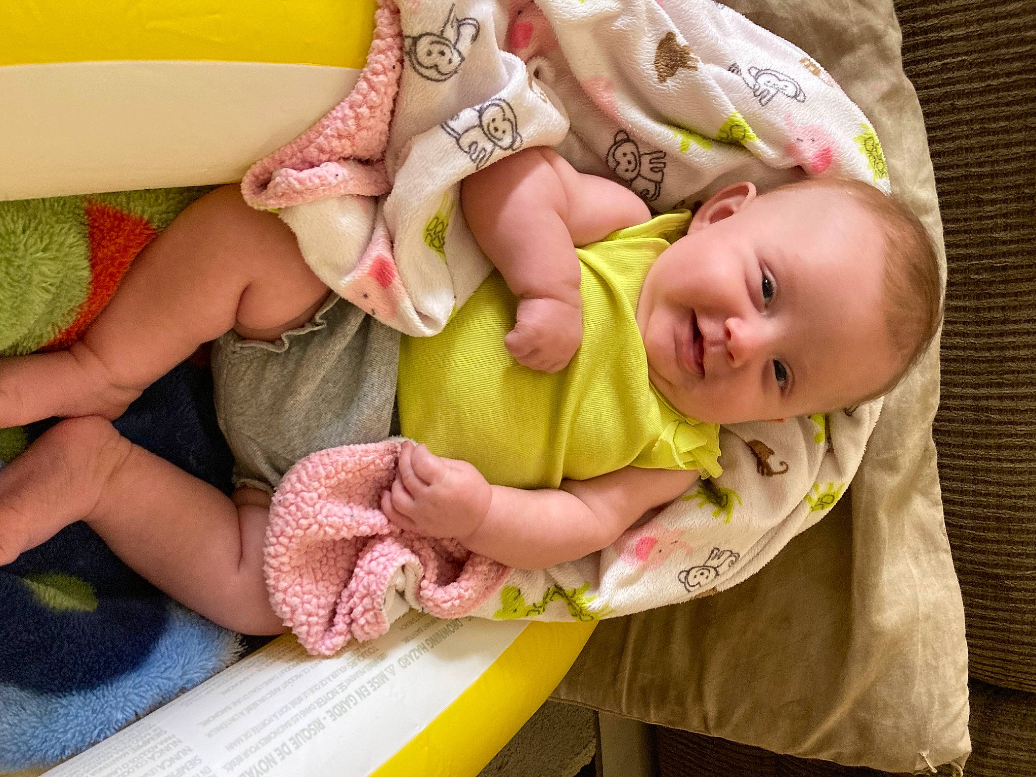 Alexis joined the competition — help win amazing prizes! baby, baby_products, baby_safety, baby_sleeping, baby_toddler_clothing, cheek, child, comfort, finger, grass, human_body, linens, nail, pattern, person, pink, sitting, skin, thigh, toddler